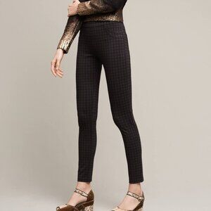 ANTHROPOLOGIE Printed Gilla Leggings Black Skinny Check Print Petite Pants